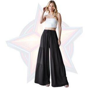 17c HEIMISH Wide Leg Tiered Flowy Pants in Black